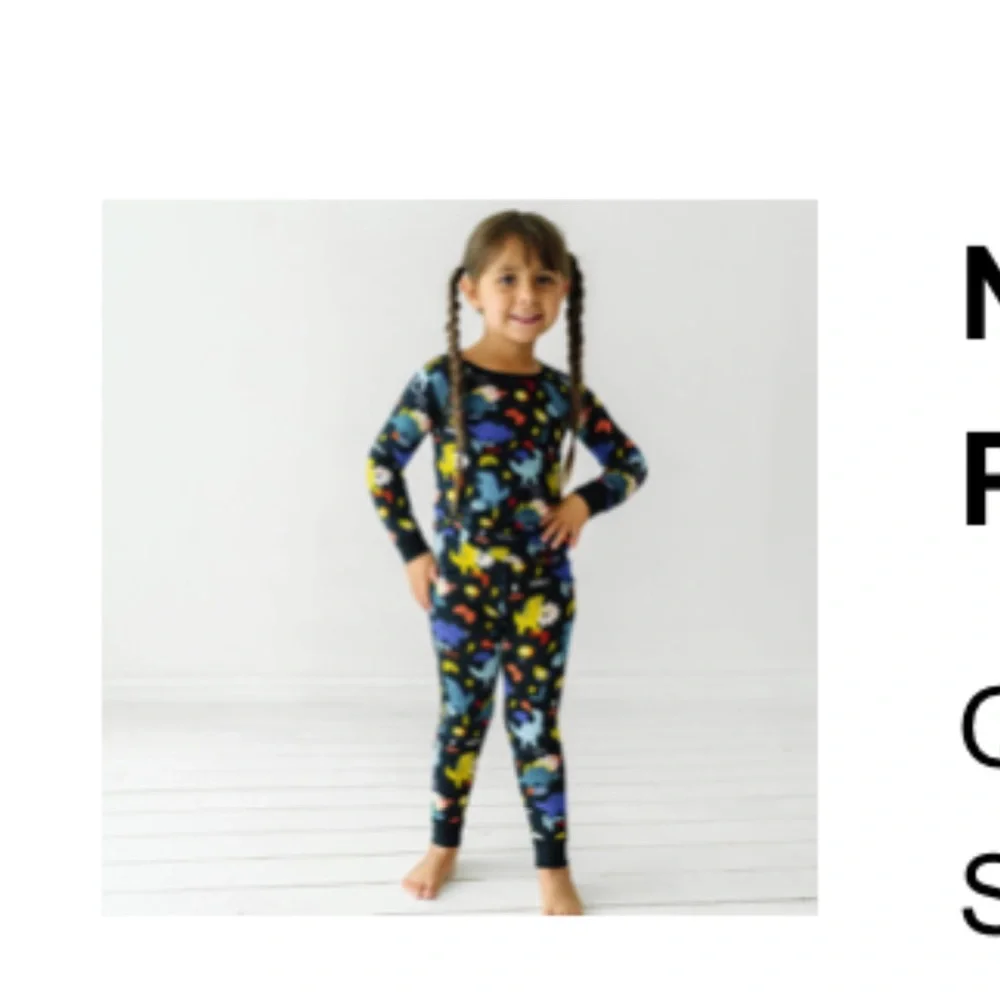 🦖🎮NIB Little Sleepies Next-level Dinos 2 piece long sleeve bamboo pj set - Picture 4 of 7